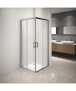 BOX DOCCIA ANGOLARE IN ALLUMINIO CON VETRO TRASPARENTE, 80X80X185 CM